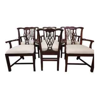 Late 20th Century Classic Chippendale Style Arm Chairs For Sale