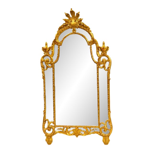 Large & Impressive Hand Carved Wood & Gilt Decorated Frame Wall Mirror For Sale