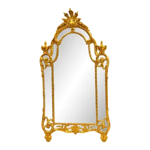 Large & Impressive Hand Carved Wood & Gilt Decorated Frame Wall Mirror