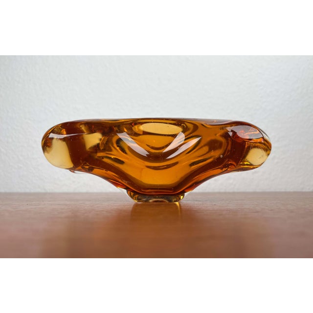 Vintage Amber Coloured Art Glass Ashtray or Bowl, 1970s For Sale - Image 18 of 18
