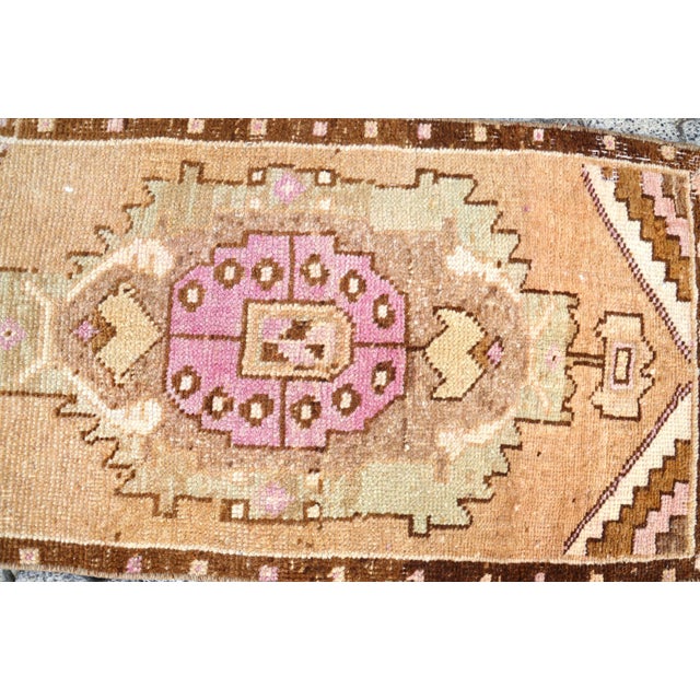 Tribal Vintage Boho Chic Wool Small Rug For Sale - Image 3 of 6