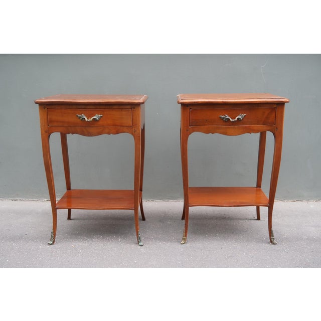 Brown 1960s Pair of French Louis XV Style Rosewood Side Tables Attributed to André Mailfert For Sale - Image 8 of 13