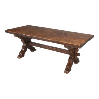 Antique French Oak Trestle Dining Table Restored For Sale