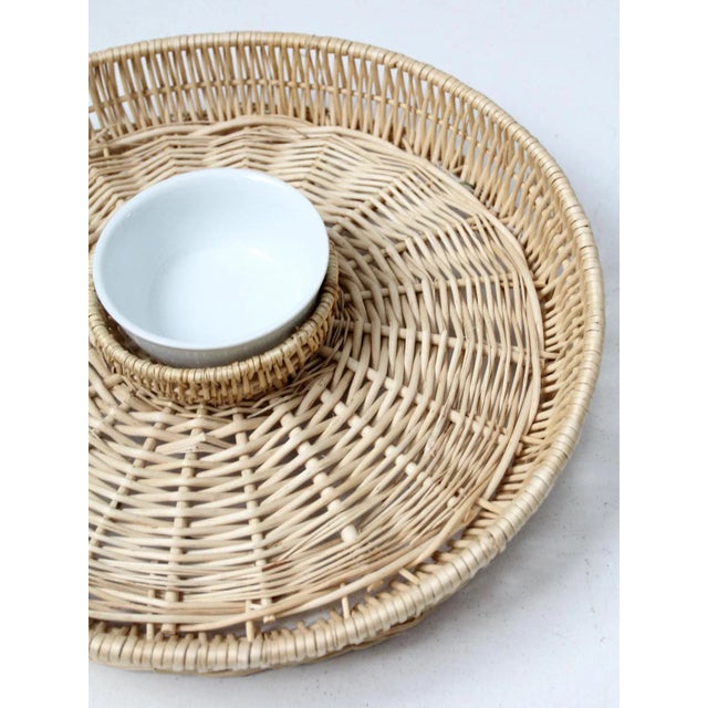 Vintage Woven Serving Tray With Bowl For Sale - Image 9 of 11
