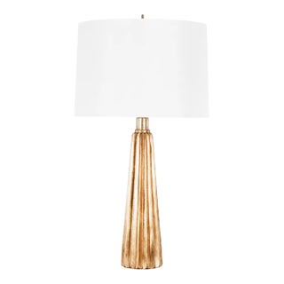 Matthew Izzo Home - Hensley Gold Leaf Table Lamp With Cream Silk Shade For Sale
