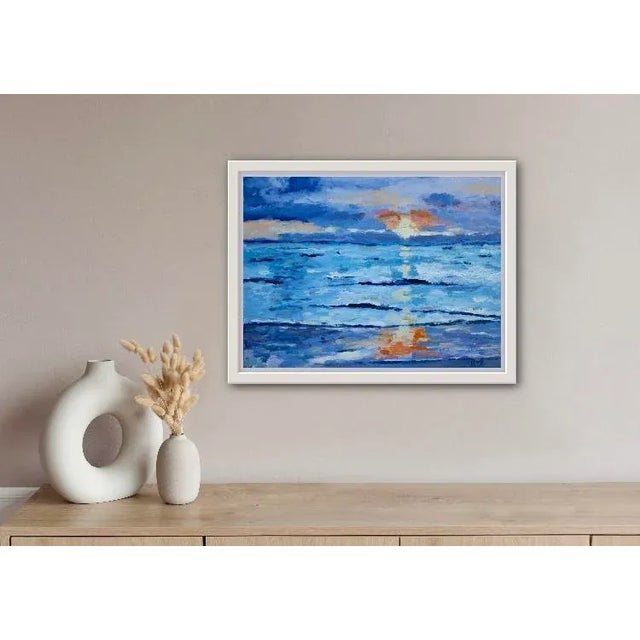 Contemporary Maui Sunset Original Oil Painting Seascape For Sale - Image 3 of 12