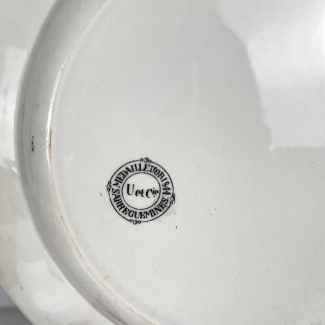 Antique U&C Plates from Sarreguemines, 1850, Set of 3 For Sale - Image 5 of 15