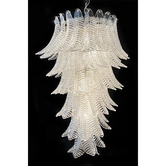 1990s Large Italian Murano Felci Glass Spiral Chandelier with 83 Clear Glasses, 1990s For Sale - Image 5 of 14