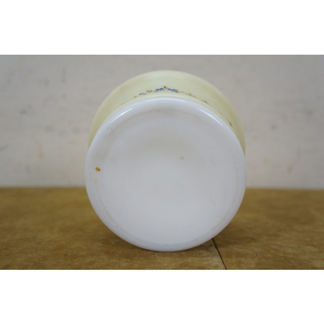 Antique French Victorian Painted Floral Opaline Glass Vanity Jar Casket 5" For Sale - Image 14 of 14