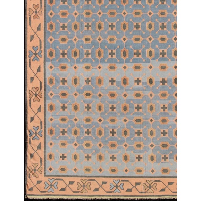 Multicolored Vintage Indian Cotton Dhurrie Rug With All-Over Geometric Design For Sale - Image 4 of 13