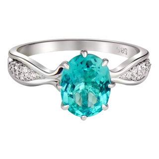 Paraiba Blue Apatite 14k Gold Ring Size 7 (All Sizes Available) For Sale