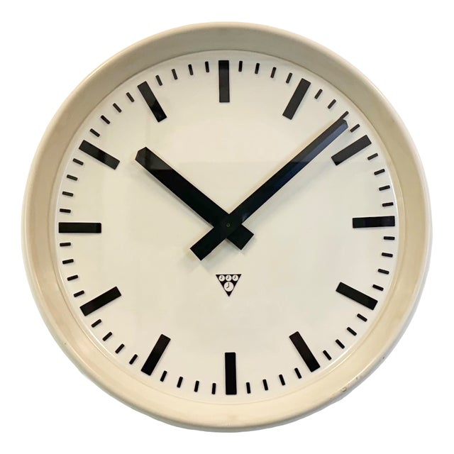 Large Industrial Bakelite Factory Wall Clock from Pragotron, 1960s For Sale