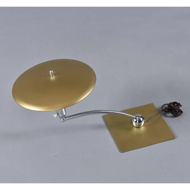 Metal m.g. Wheeler Sight Light Saucer Atomic Age Articulating Table Lamp For Sale - Image 7 of 9