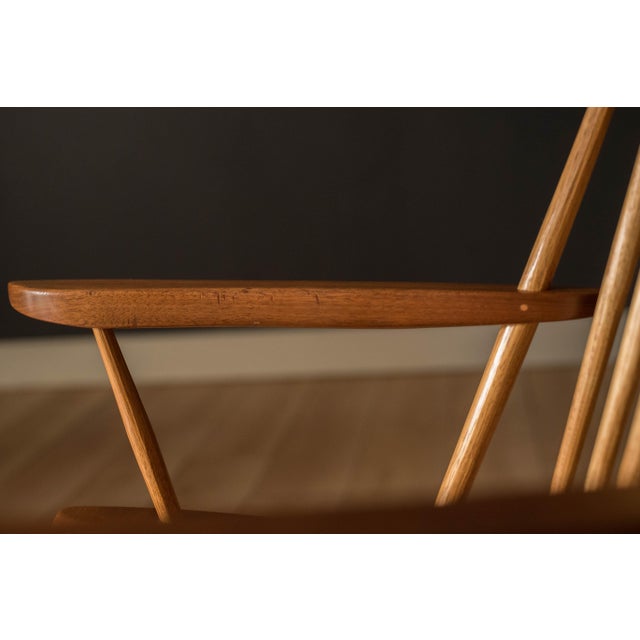 Vintage George Nakashima Solid Walnut New Lounge Chair Rocker With Arms For Sale - Image 18 of 18