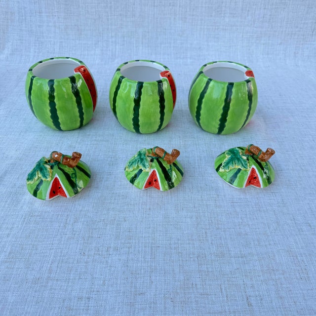 Set of three vintage canisters perfect for the watermelon lover.