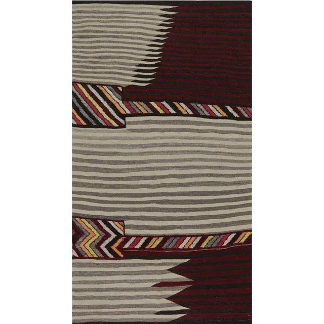 Red Handwoven Scandinavian Style Persian Kilim Area Rug - 3′6" × 7' For Sale - Image 8 of 8