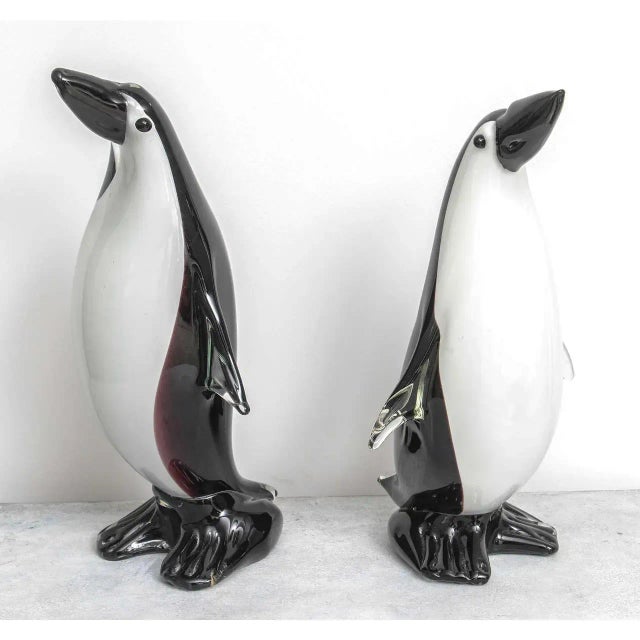 1980s Large Pair of "Cristalleria Stile D'Arte" Artisan Glass Penguins For Sale - Image 4 of 11