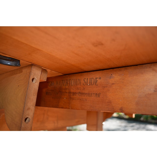 Vintage Watertown Slide Mid Century Maple Wood Extending Drop Leaf Dining Table W/ 3 Leaves For Sale - Image 15 of 15