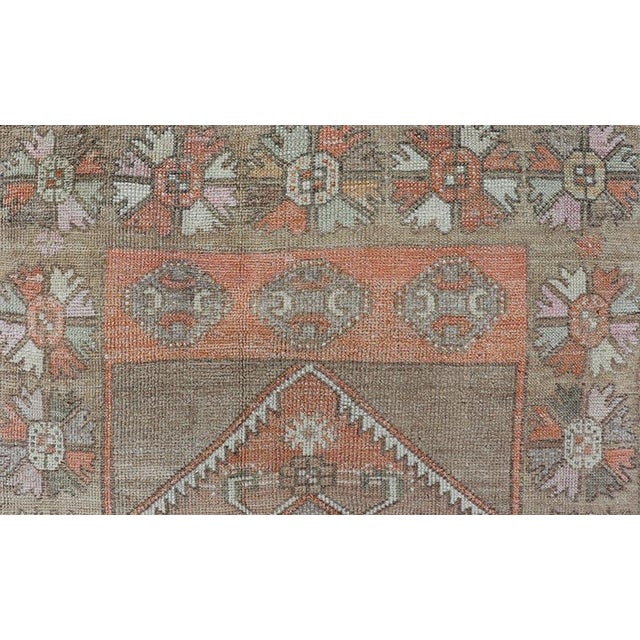 Textile Vintage Turkish Oushak Runner With Muted Earth Tones and Soft Pastel Accents 3'6"x12'0" For Sale - Image 7 of 10