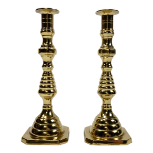 Vintage Hampton Brass Classic Beehive Candlestick Holders, a Pair