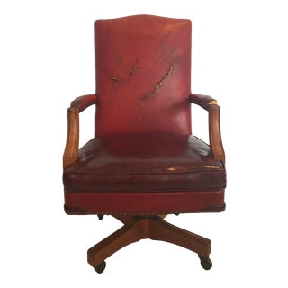 Vintage Mid Century B L Marble Company Illinois House of Representatives Leather Lawyer Judge Chair For Sale
