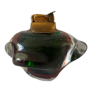 Vintage Green Amber Murano Glass Paperweight/Table Lighter