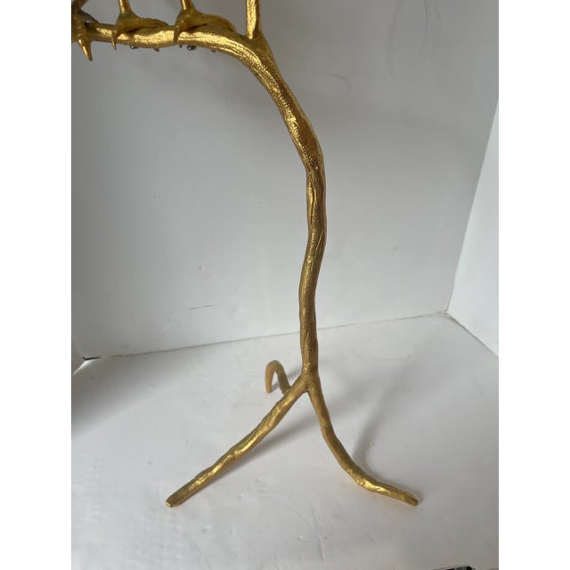 Italian Perched Birds Sculpture With Natural Horns & Dore Bronze, Hauy Pouigo 34" For Sale - Image 12 of 12