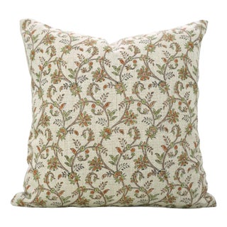 Fabdivine Throw Pillow Cover 14x14 Inch Handmade Thick Linen Cushion With Block Print- Varanshi For Sale