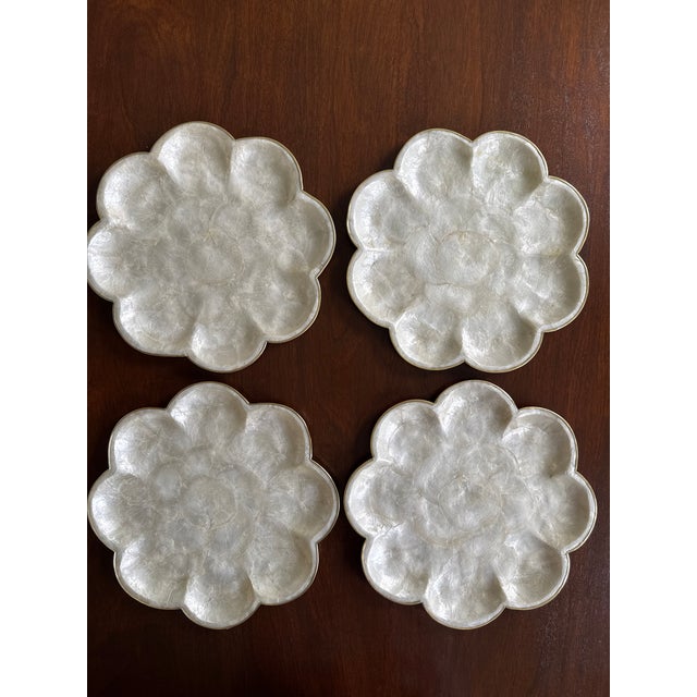 Antique White Vintage Capiz Shell Platter - Set of 8 For Sale - Image 8 of 12