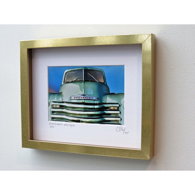 Green Chevy, West Texas. Limited Edition of 5. 2022. Digitally enhanced color photography in gold foil frame matted under...