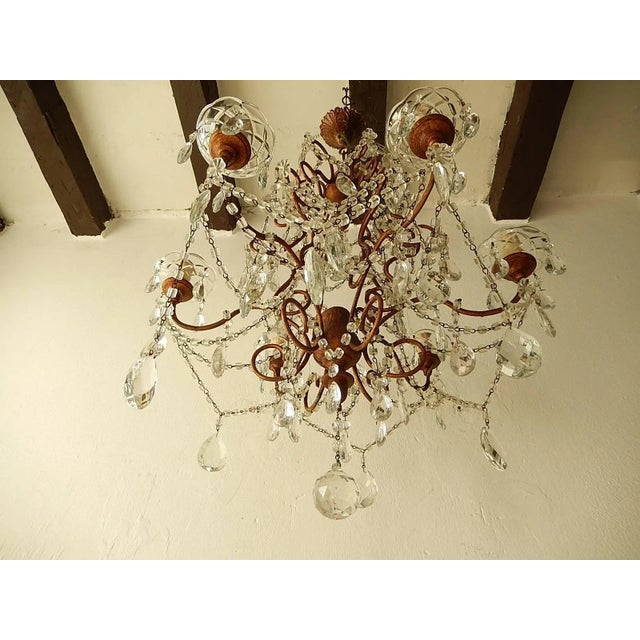 French French Giltwood Crystal Prisms Chandelier, Circa 1920 For Sale - Image 3 of 11