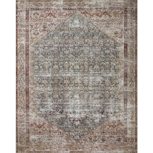 Amber Lewis x Loloi Georgie Teal / Antique 18" x 18" Sample Rug For Sale