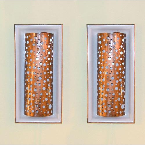 1950s Large Copper and Grey Metal Wall Lights, 1950s, Set of 2 For Sale - Image 5 of 16
