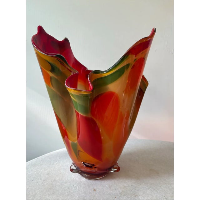 Murano 20thC Mid-Century Modern Colorful Murano Art Glass Sculptural Vase For Sale - Image 4 of 7