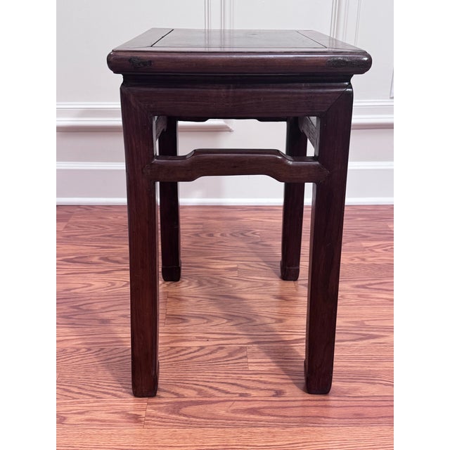 Vintage Asian Modern Traditional Ming Style Solid Wood Accent Side Table For Sale In Houston - Image 6 of 12