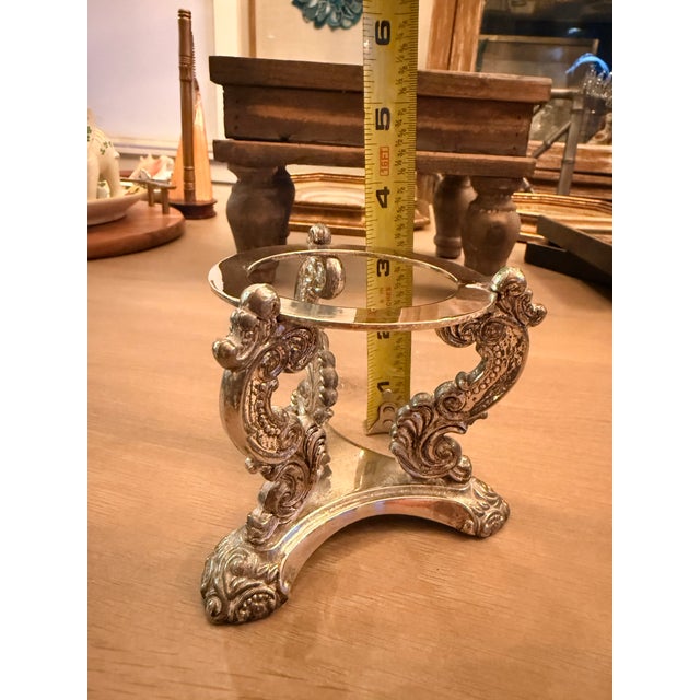 Shabby Chic Crystal Rose Bowl on Silver Stand For Sale - Image 3 of 11