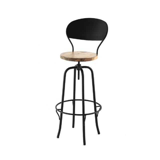 Industrial New Industrial Wrought Iron Shop Stool with Metal Seat For Sale - Image 3 of 5