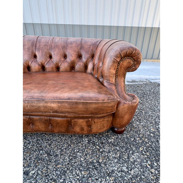 Vintage English Leather Chesterfield Sofa For Sale - Image 4 of 8