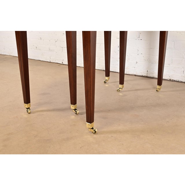 Baker Furniture Federal Banded Mahogany Drop Leaf Dining or Breakfast Table, Newly Refinished For Sale - Image 9 of 13