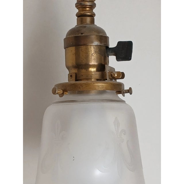 Antique Steuben Style Brass 5-Armed Chandelier For Sale - Image 13 of 16