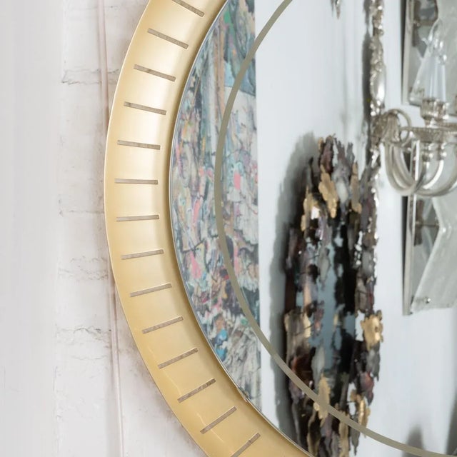 Metal Vintage Perforated Brass Backlit Mirror by Hillebrand For Sale - Image 7 of 8