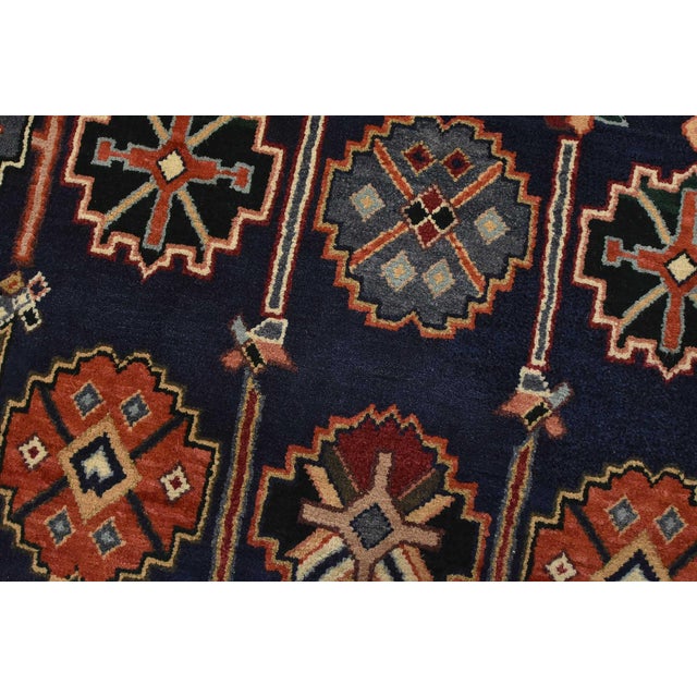 2000 - 2009 Heriz Rug 5’11” X 8’11” Blue Wool Vintage Tribal Hand-Knotted Oriental Carpet For Sale - Image 5 of 14