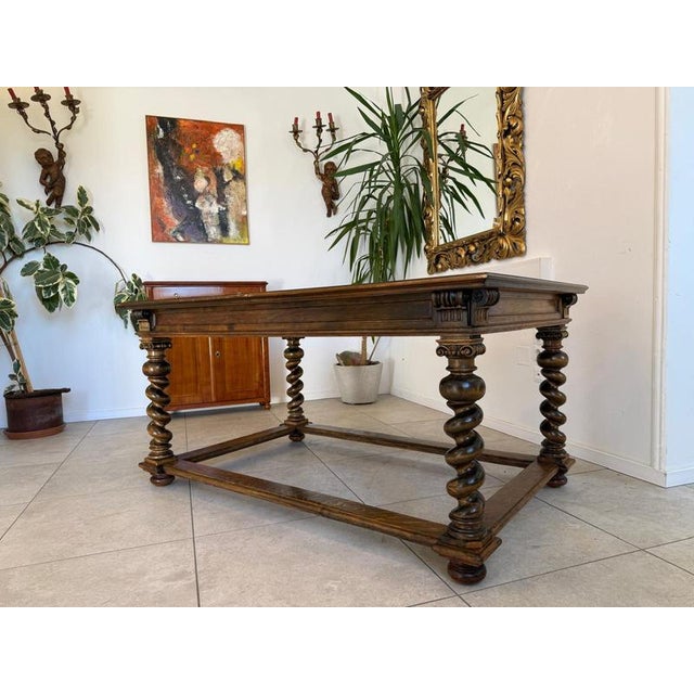 Original Oak Veneered Neo-Baroque Refectory Table. Dimensions: Height x Width x Depth 79 x 158 x 104 cm, extendable by 130...
