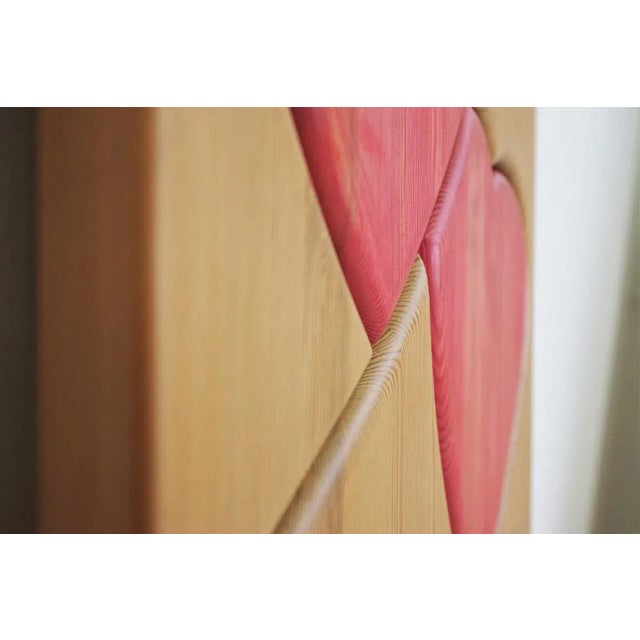 1990s Handcrafted Painted Pinewood Panel, 1990s For Sale - Image 5 of 9