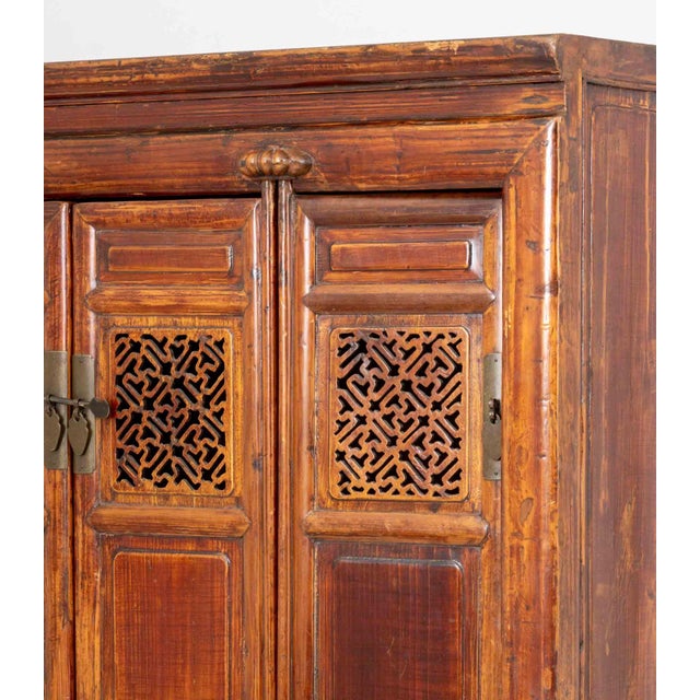 Chinese Carved Elm Wood Cabinet For Sale In New York - Image 6 of 9