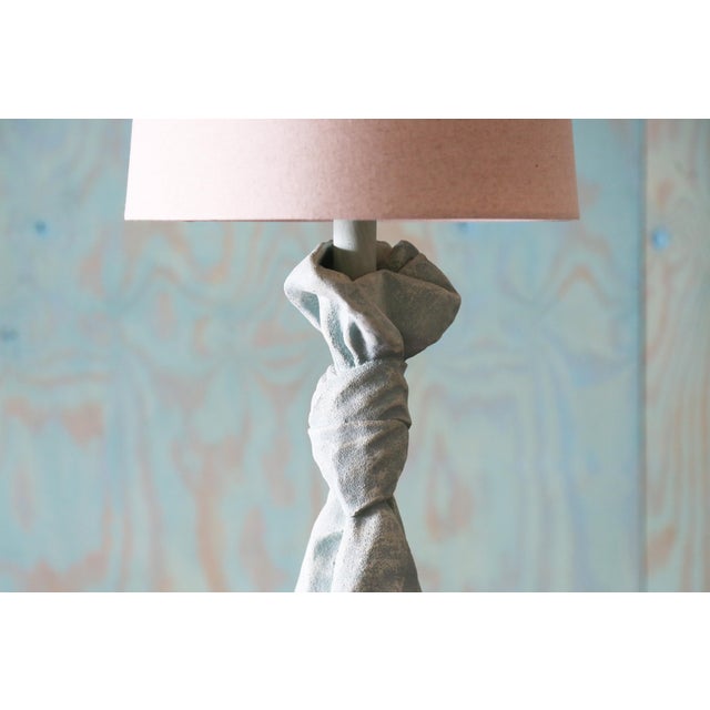 John Dickinson Vintage Sculptural Trompe l'Oeil Plaster "Drape" Table Lamps After John Dickinson 31" - a Pair For Sale - Image 4 of 8