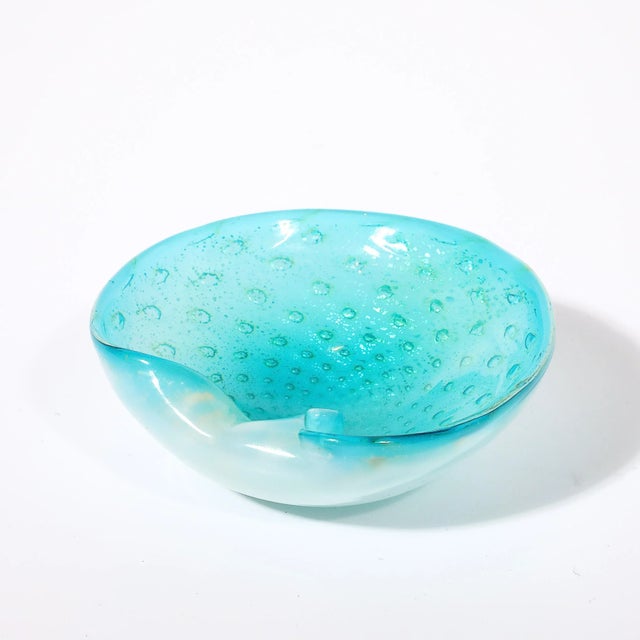 Mid-Century Modernist Hand-Blown Murano Glass Dish W/ Curved Detailing For Sale - Image 4 of 12