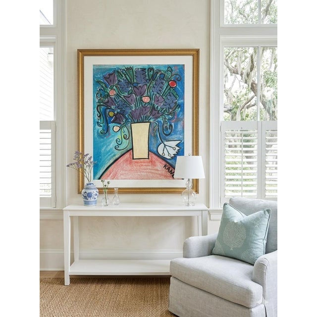 Illustration 1980s Large Original Bob Paul Kane Floral Still Life Mixed Media Painting - Framed For Sale - Image 3 of 10