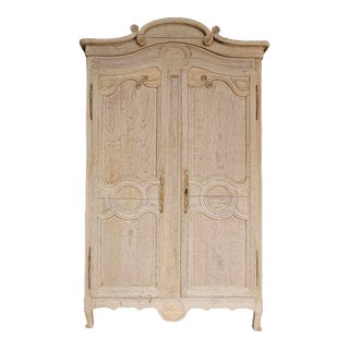 19th Century French Bleached Oak Armoire For Sale