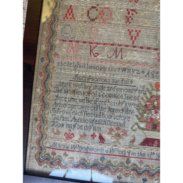 Antique Signed and Dated 19th Century Needlework Sampler For Sale - Image 9 of 14